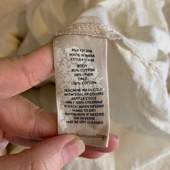 Soft Surroundings Dress Women PXS Petite Ivory Lined Blend Off Shoulder Maxi - Picture 11 of 16